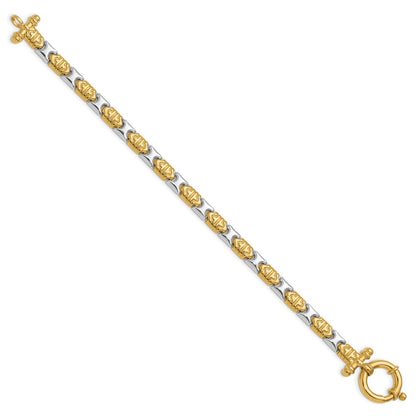 14K Bicolor Poliert Fantasieglieder Armband