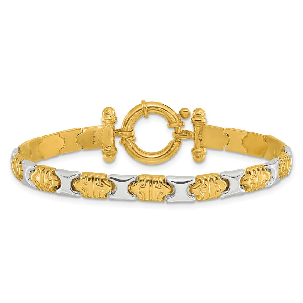 14K Bicolor Poliert Fantasieglieder Armband