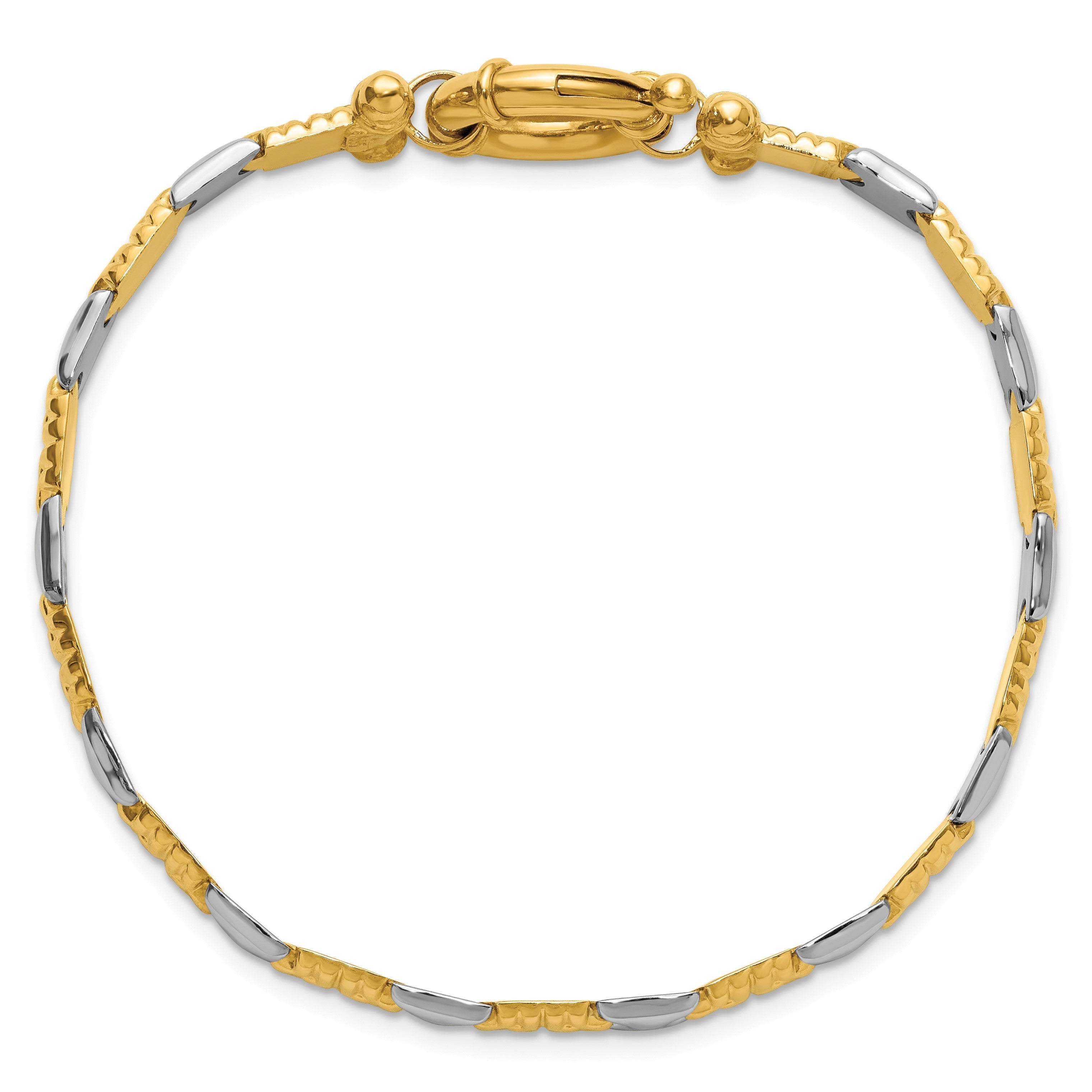 14K Bicolor Poliert Fantasieglieder Armband