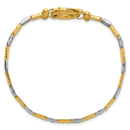 14K Bicolor Poliert Fantasieglieder Armband