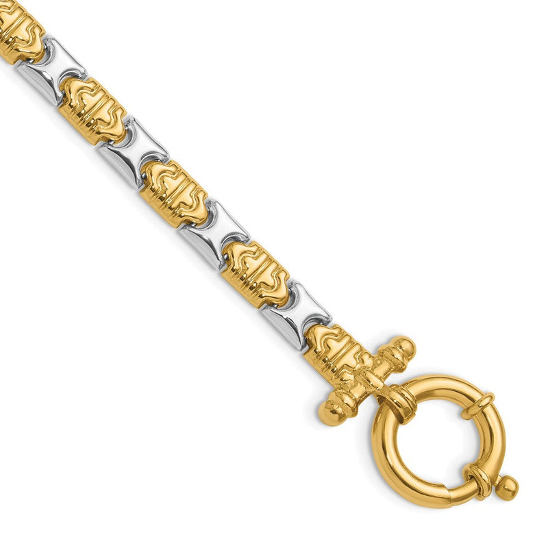 14K Bicolor Poliert Fantasieglieder Armband