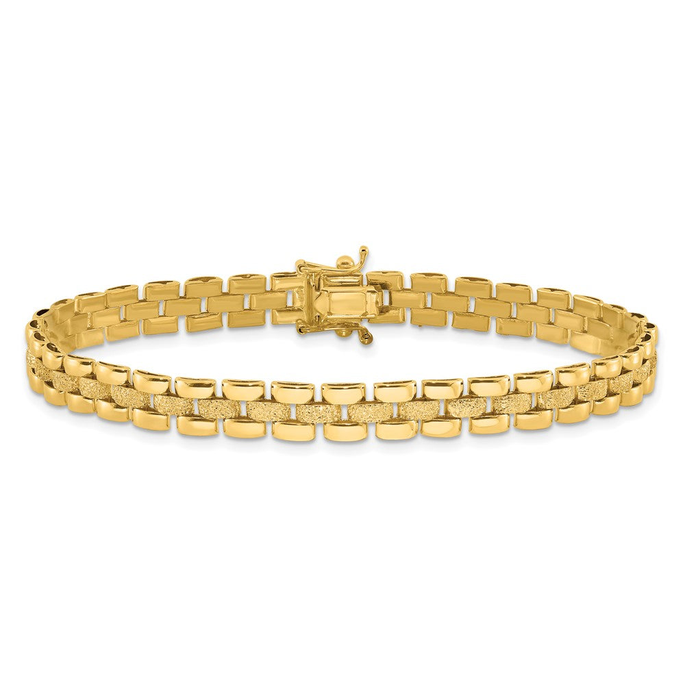 14K Gelbgold Poliert und Strukturiert Fantasieglieder Armband