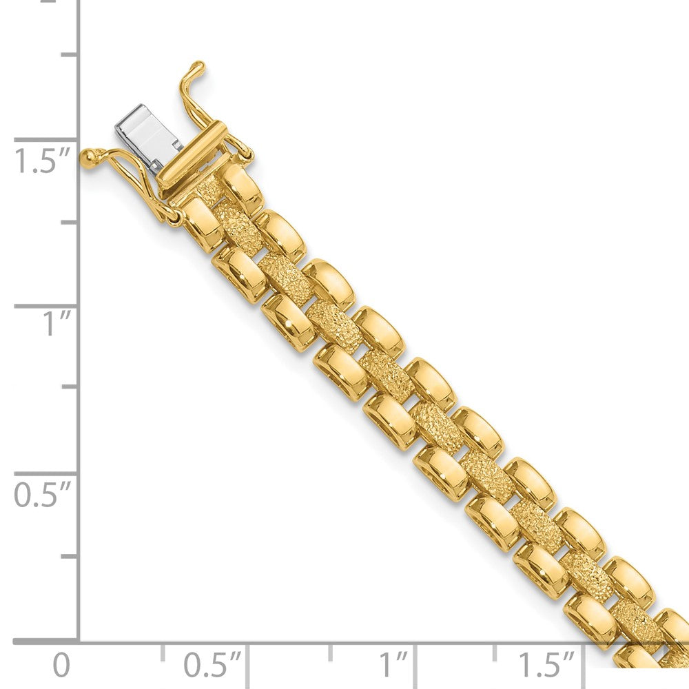 14K Gelbgold Poliert und Strukturiert Fantasieglieder Armband