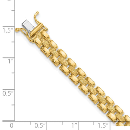 14K Gelbgold Poliert und Strukturiert Fantasieglieder Armband