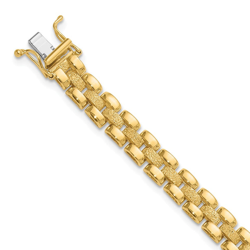 14K Gelbgold Poliert und Strukturiert Fantasieglieder Armband