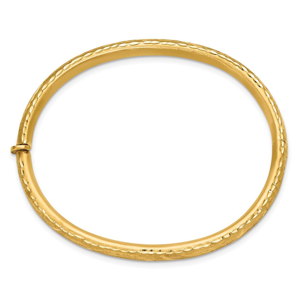 14K Gelbgold Satiniert und Diamantiert Klappbar Armreif