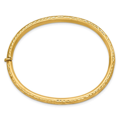 14K Gelbgold Satiniert und Diamantiert Klappbar Armreif