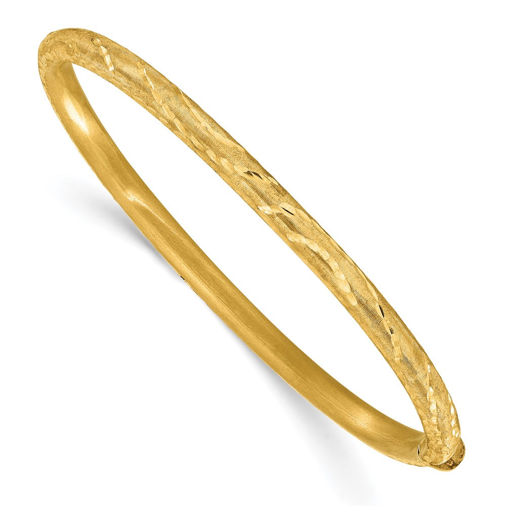 14K Gelbgold Satiniert und Diamantiert Klappbar Armreif