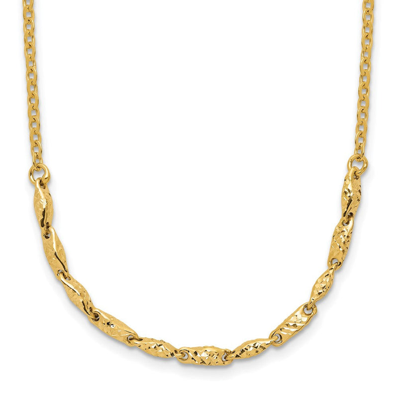 14K Gelbgold Poliert und Diamantiert mit 1 Zoll Verlängerung. Halskette