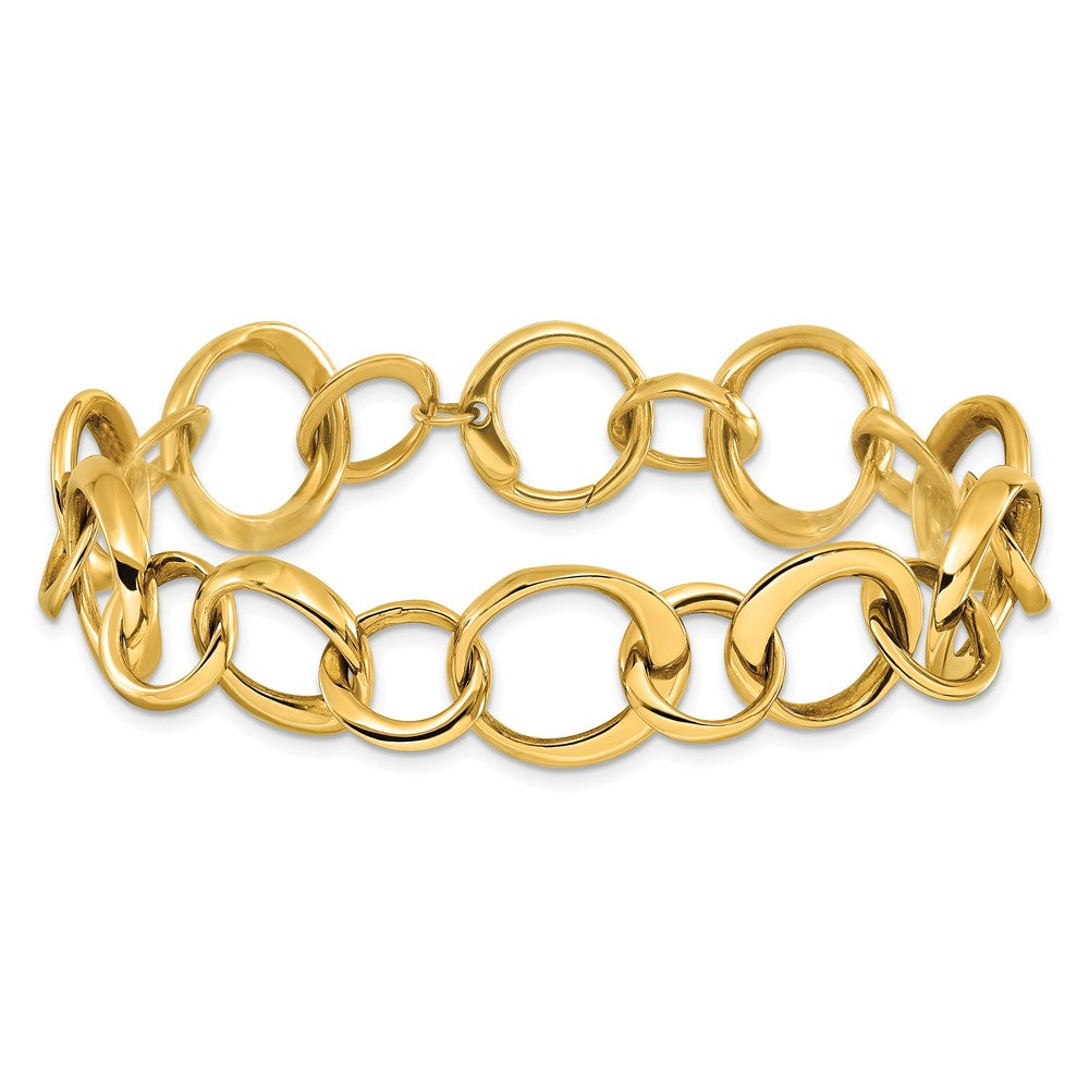 14K Gelbgold Poliert Kreis Knöpfe Armband