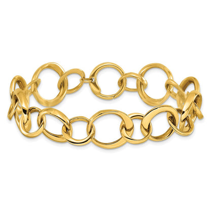 14K Gelbgold Poliert Kreis Knöpfe Armband