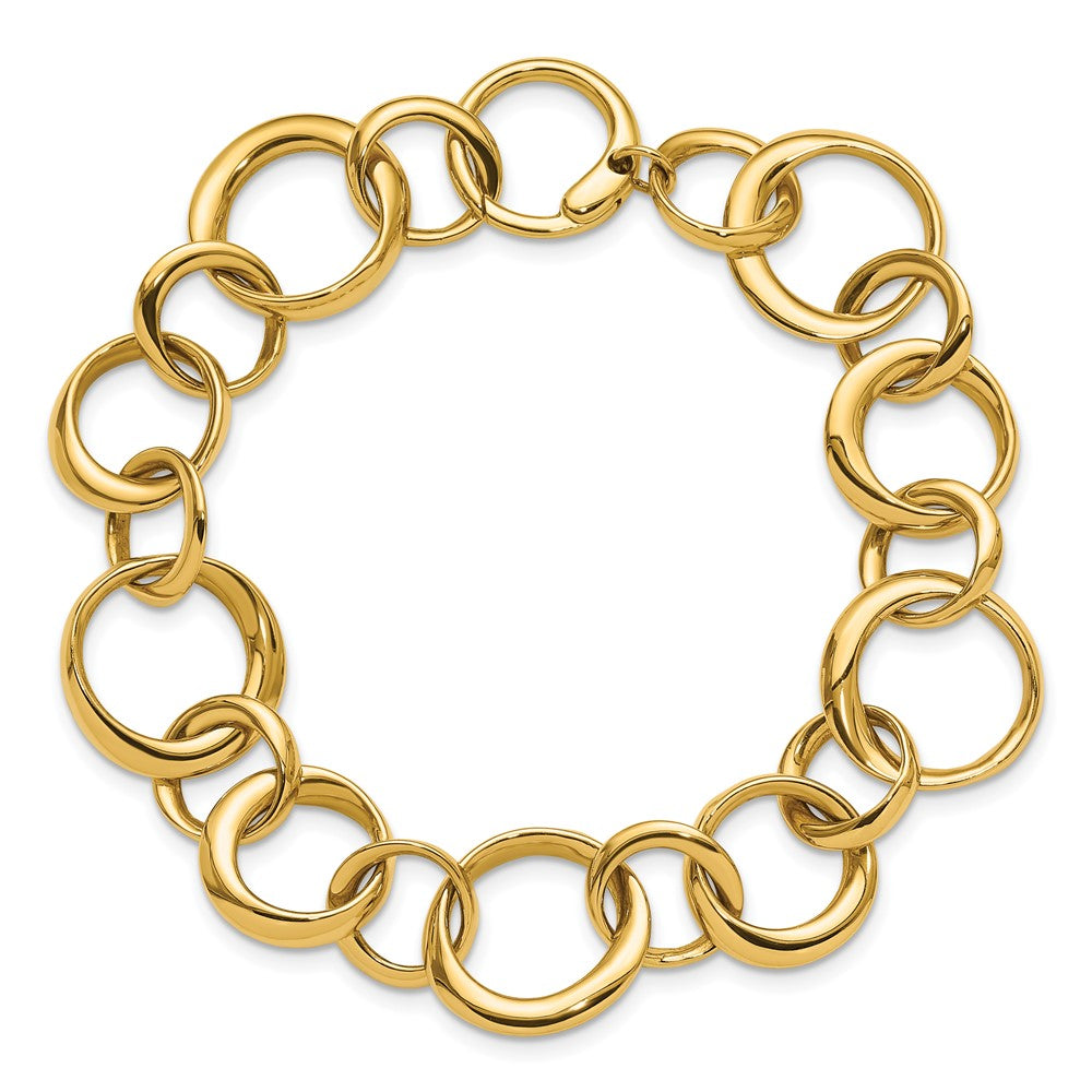 14K Gelbgold Poliert Kreis Knöpfe Armband