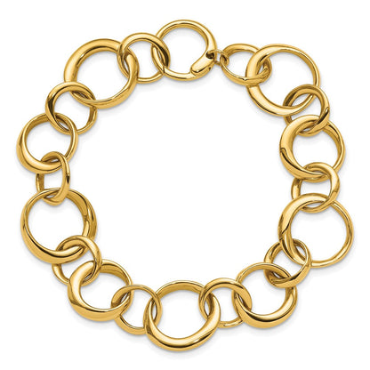 14K Gelbgold Poliert Kreis Knöpfe Armband