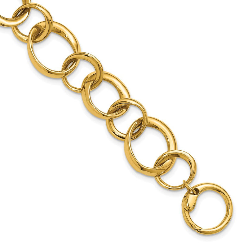 14K Gelbgold Poliert Kreis Knöpfe Armband