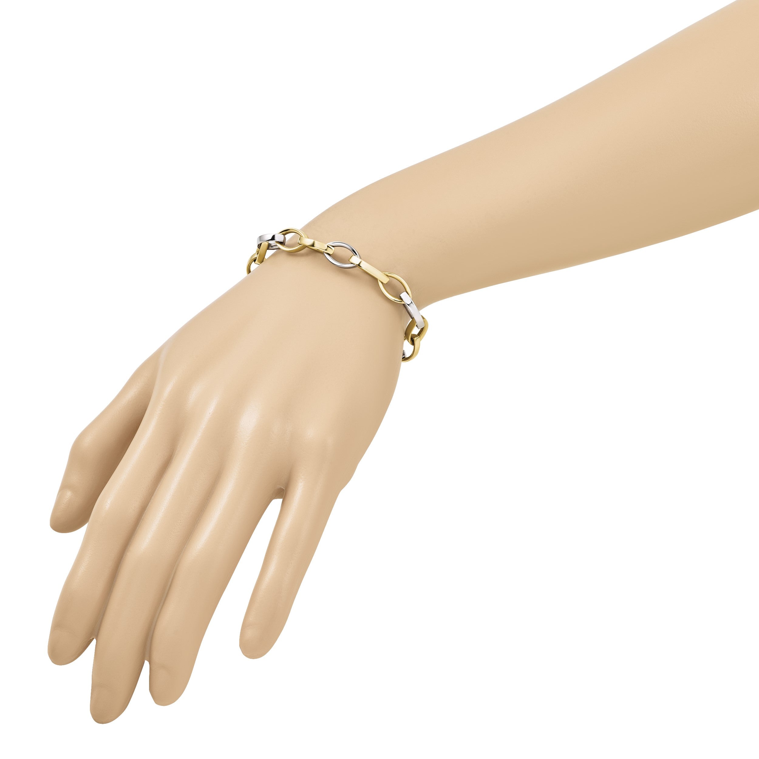 14K Bicolor Poliert Glieder Armband