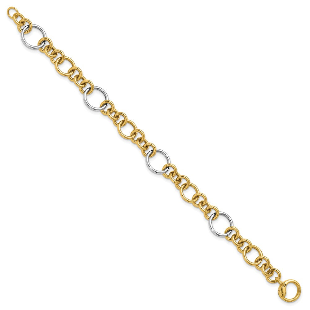 14K Bicolor Poliert Kreis Knöpfe Armband