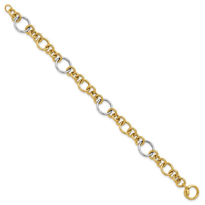 14K Bicolor Poliert Kreis Knöpfe Armband