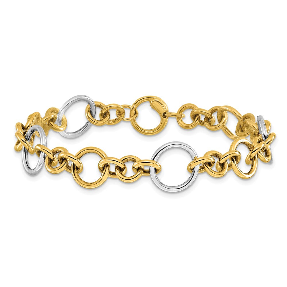 14K Bicolor Poliert Kreis Knöpfe Armband