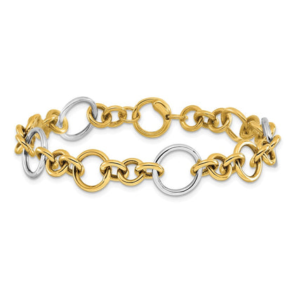 14K Bicolor Poliert Kreis Knöpfe Armband