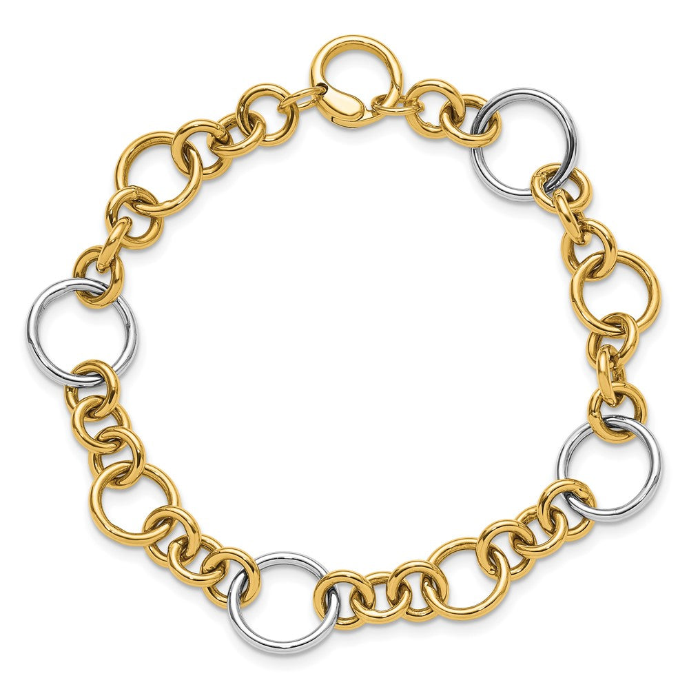 14K Bicolor Poliert Kreis Knöpfe Armband