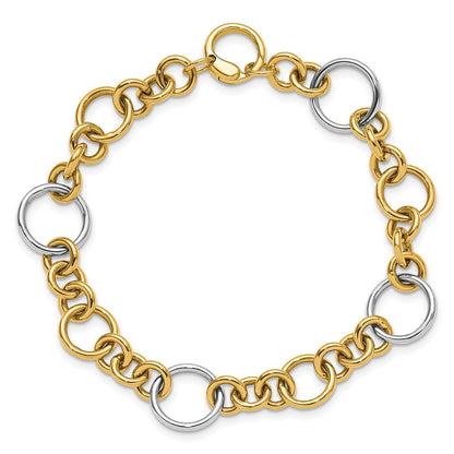 14K Bicolor Poliert Kreis Knöpfe Armband