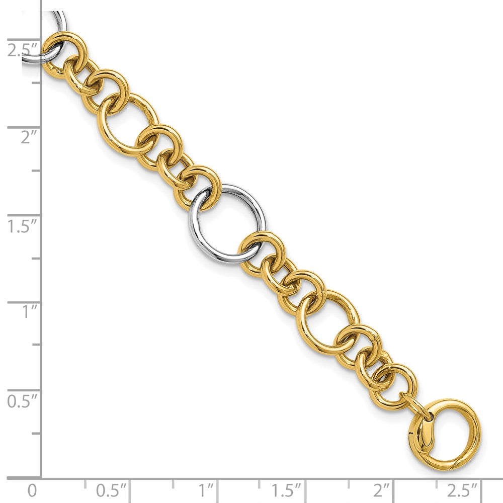 14K Bicolor Poliert Kreis Knöpfe Armband