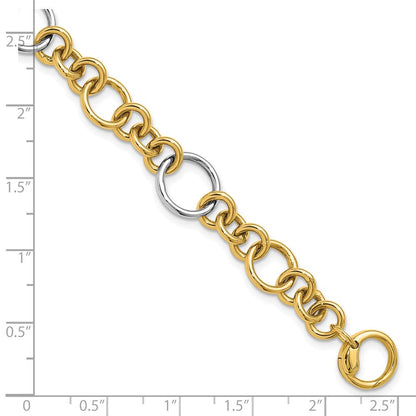 14K Bicolor Poliert Kreis Knöpfe Armband