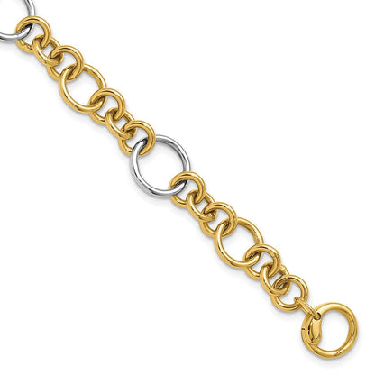 14K Bicolor Poliert Kreis Knöpfe Armband
