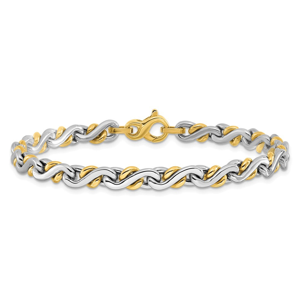 14K Bicolor Poliert Fantasieglieder Armband