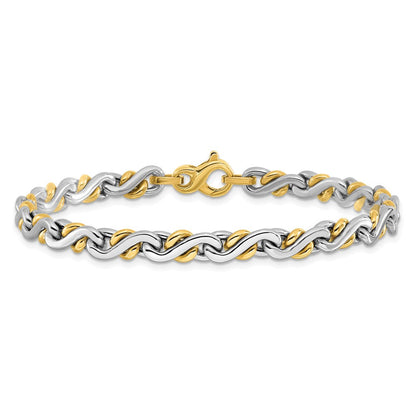 14K Bicolor Poliert Fantasieglieder Armband