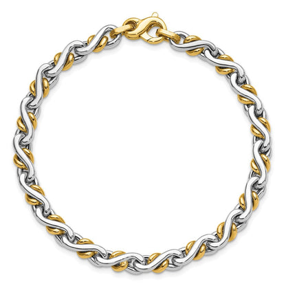 14K Bicolor Poliert Fantasieglieder Armband