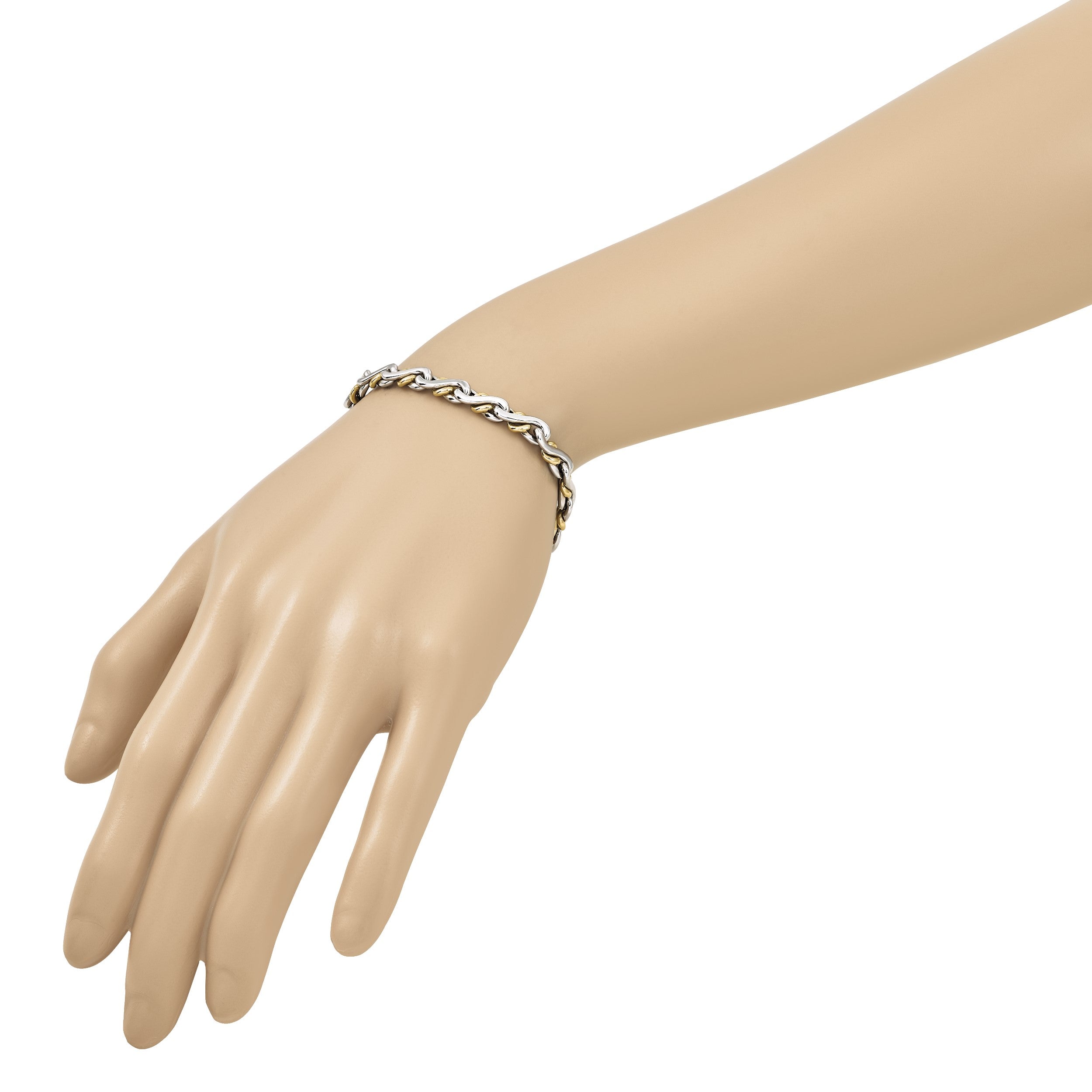 14K Bicolor Poliert Fantasieglieder Armband