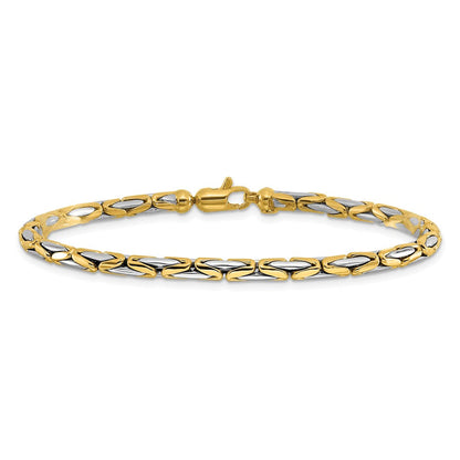 14K Bicolor Poliert Fantasieglieder Armband