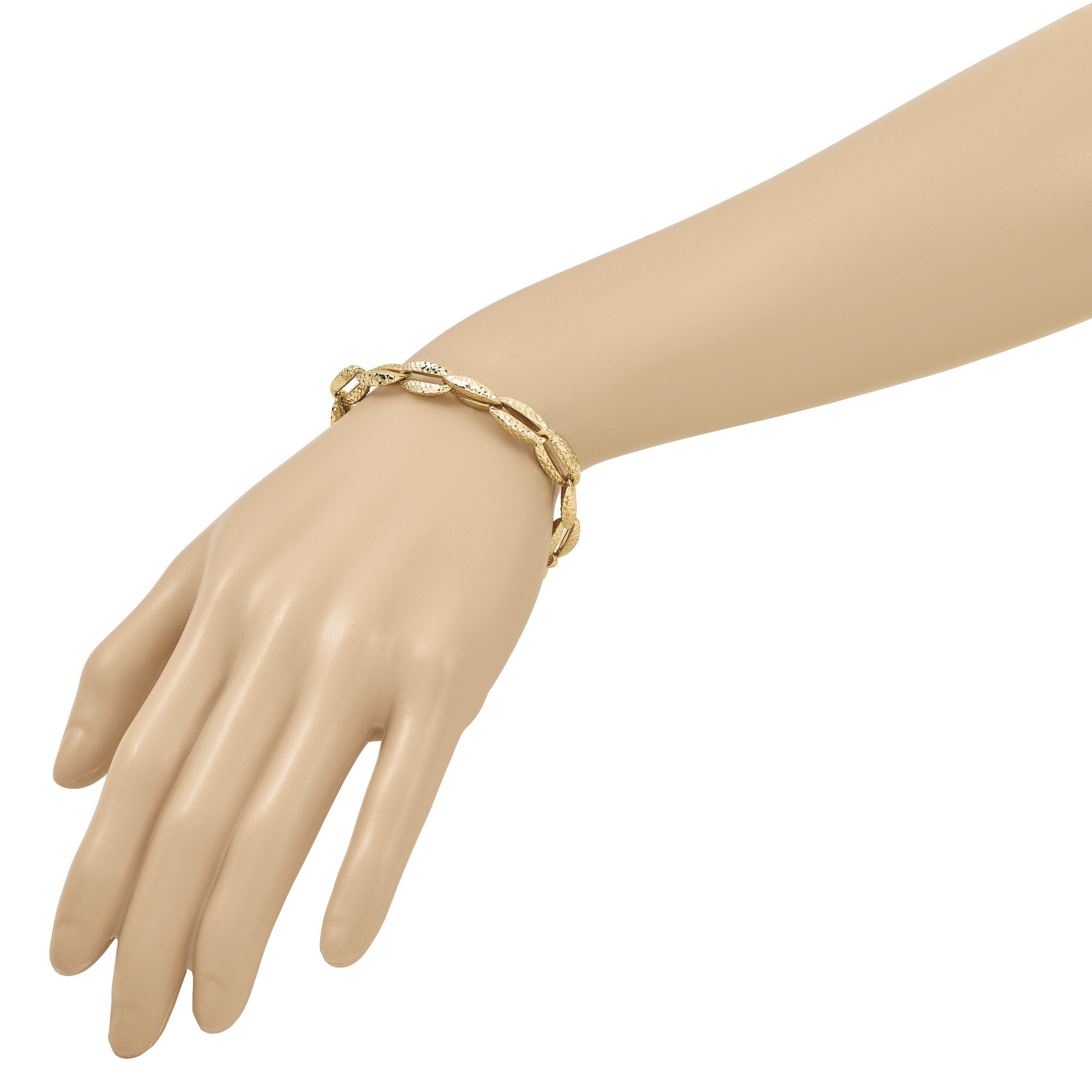 14K Gelbgold Poliert Fantasieglieder Armband