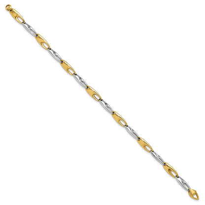 14K Bicolor Poliert Fantasieglieder Armband
