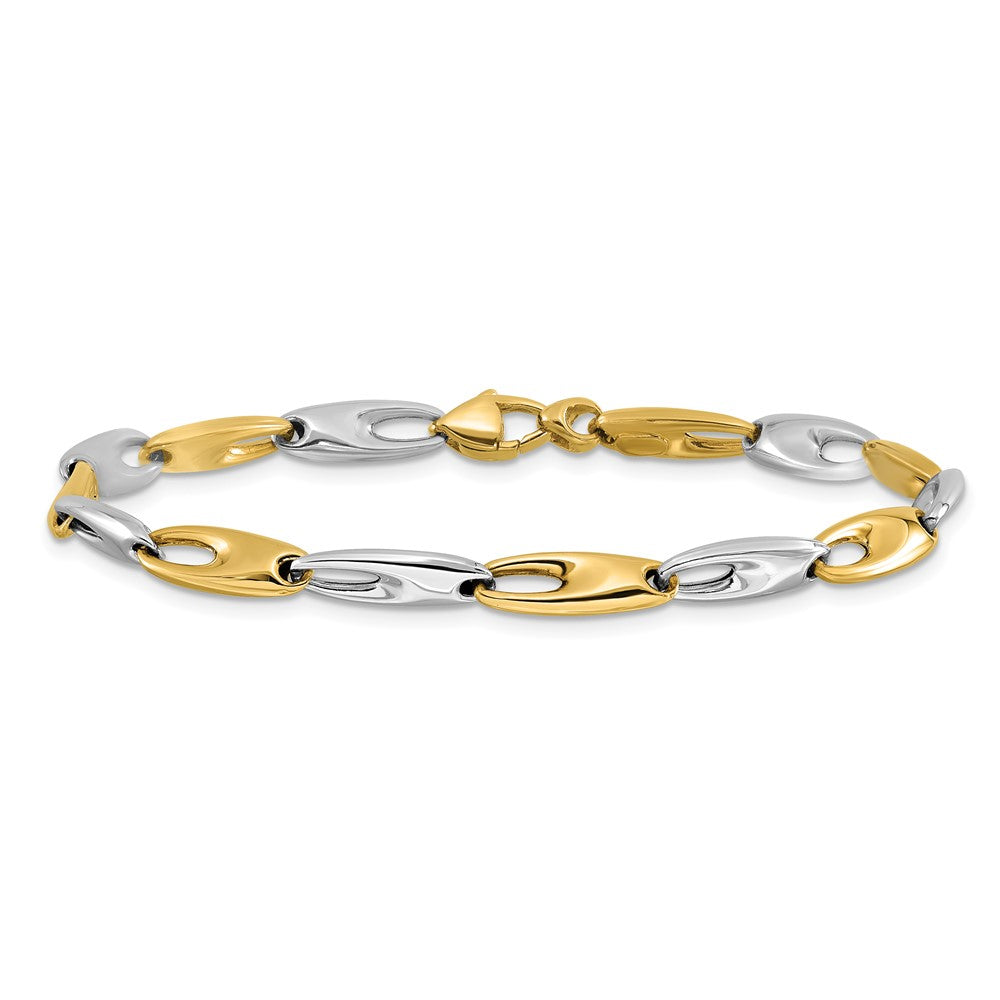 14K Bicolor Poliert Fantasieglieder Armband