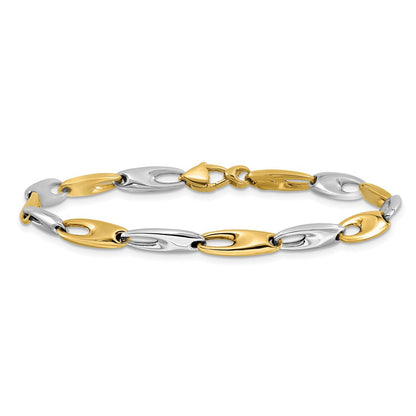 14K Bicolor Poliert Fantasieglieder Armband