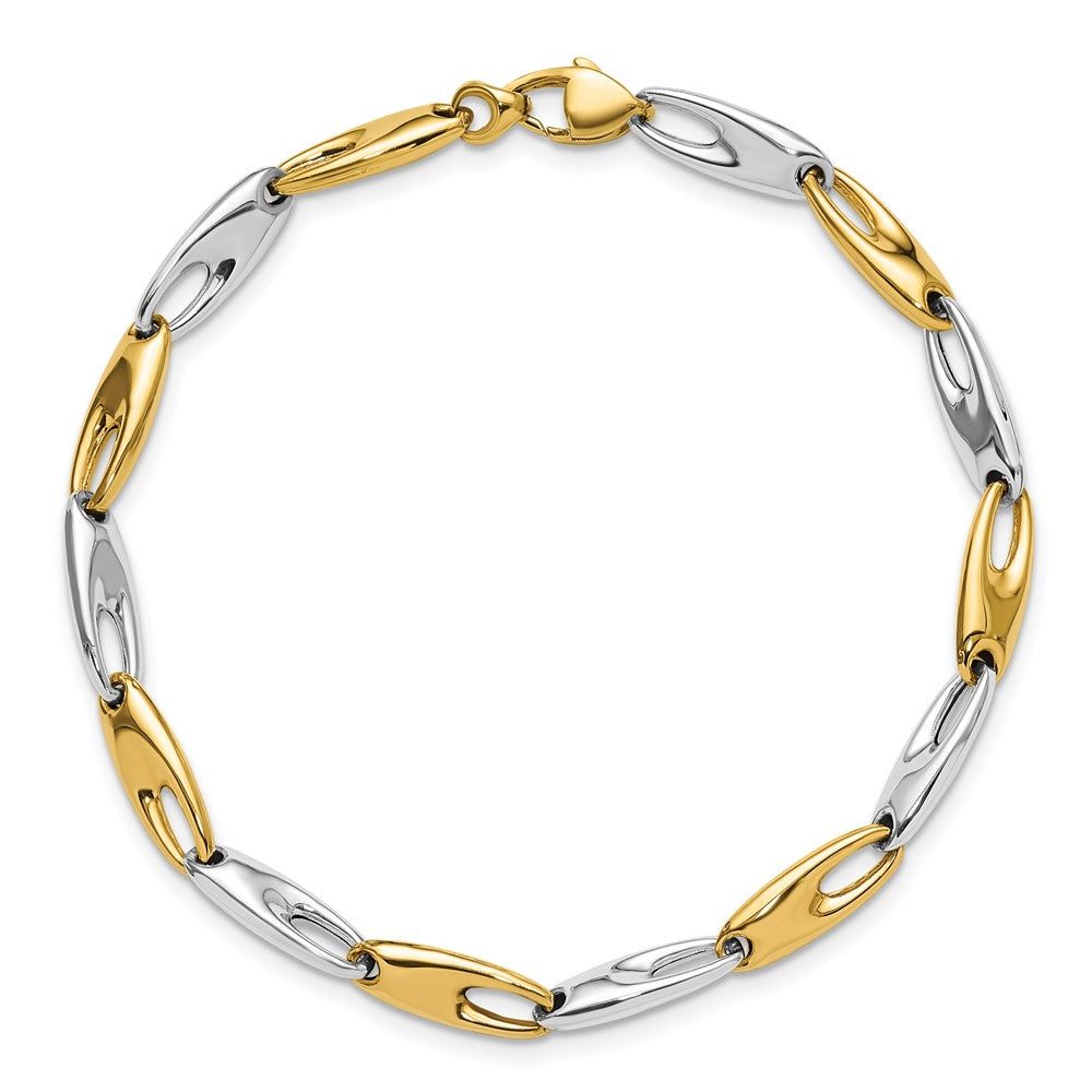 14K Bicolor Poliert Fantasieglieder Armband