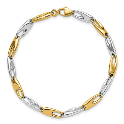 14K Bicolor Poliert Fantasieglieder Armband