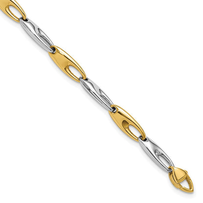 14K Bicolor Poliert Fantasieglieder Armband