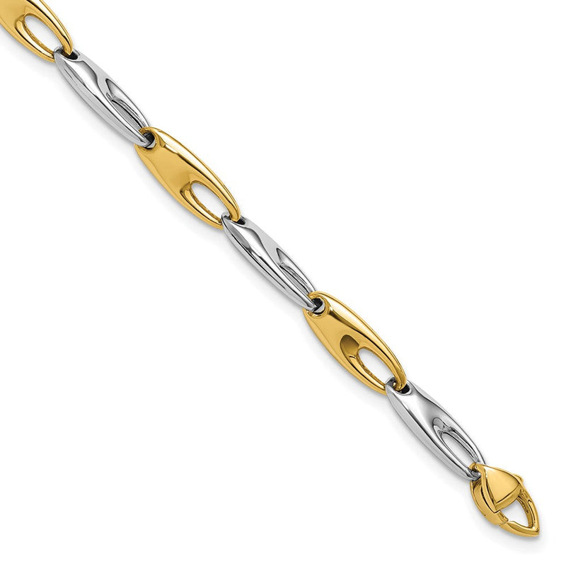 14K Bicolor Poliert Fantasieglieder Armband