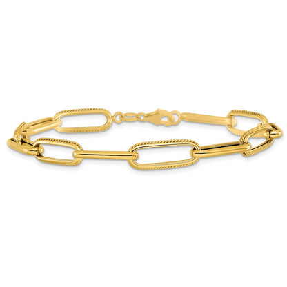 14K Gelbgold Poliert Fantasieglieder Armband