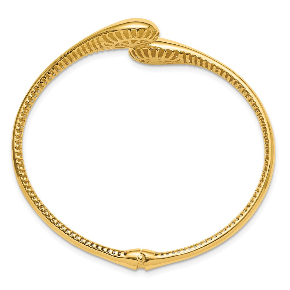 14K Gelbgold Poliert Bypass Tropfen Klappbar Armreif