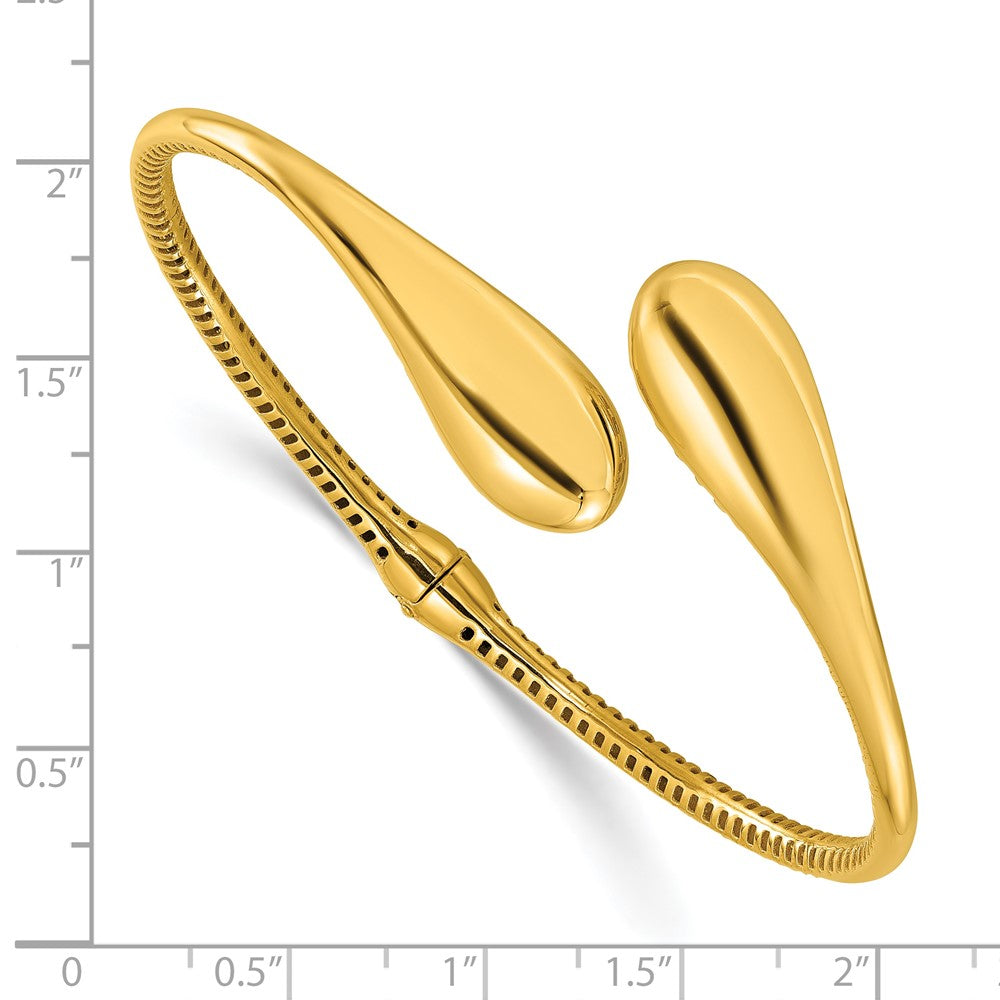 14K Gelbgold Poliert Bypass Tropfen Klappbar Armreif