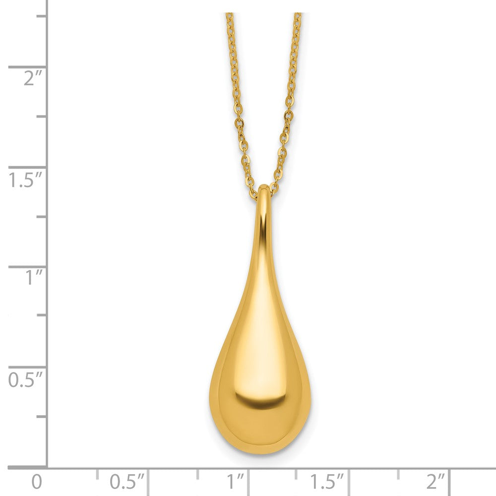 14K Gelbgold Poliert Tropfen 16 Zoll 2 Zoll Verlängerung. Halskette