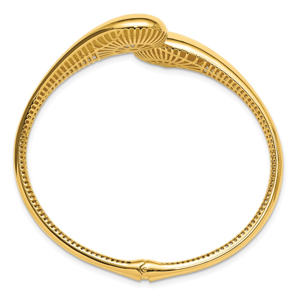 14K Gelbgold Poliert Bypass Tropfen Klappbar Armreif