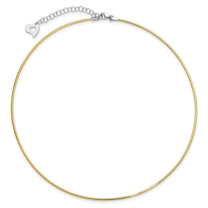 14K Bicolor Poliert Wendbar mit 2 Zoll Verlängerung. Halskette
