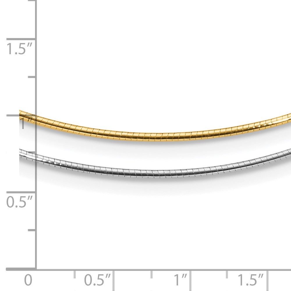 14K Bicolor Poliert Wendbar mit 2 Zoll Verlängerung. Halskette