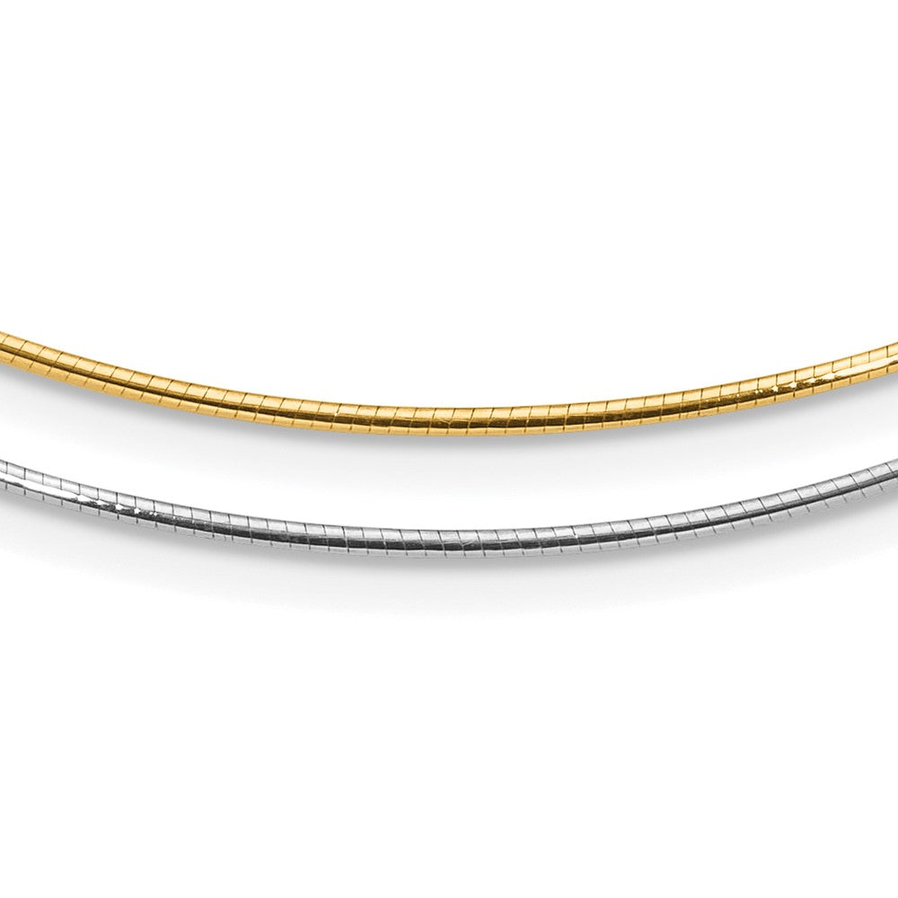14K Bicolor Poliert Wendbar mit 2 Zoll Verlängerung. Halskette