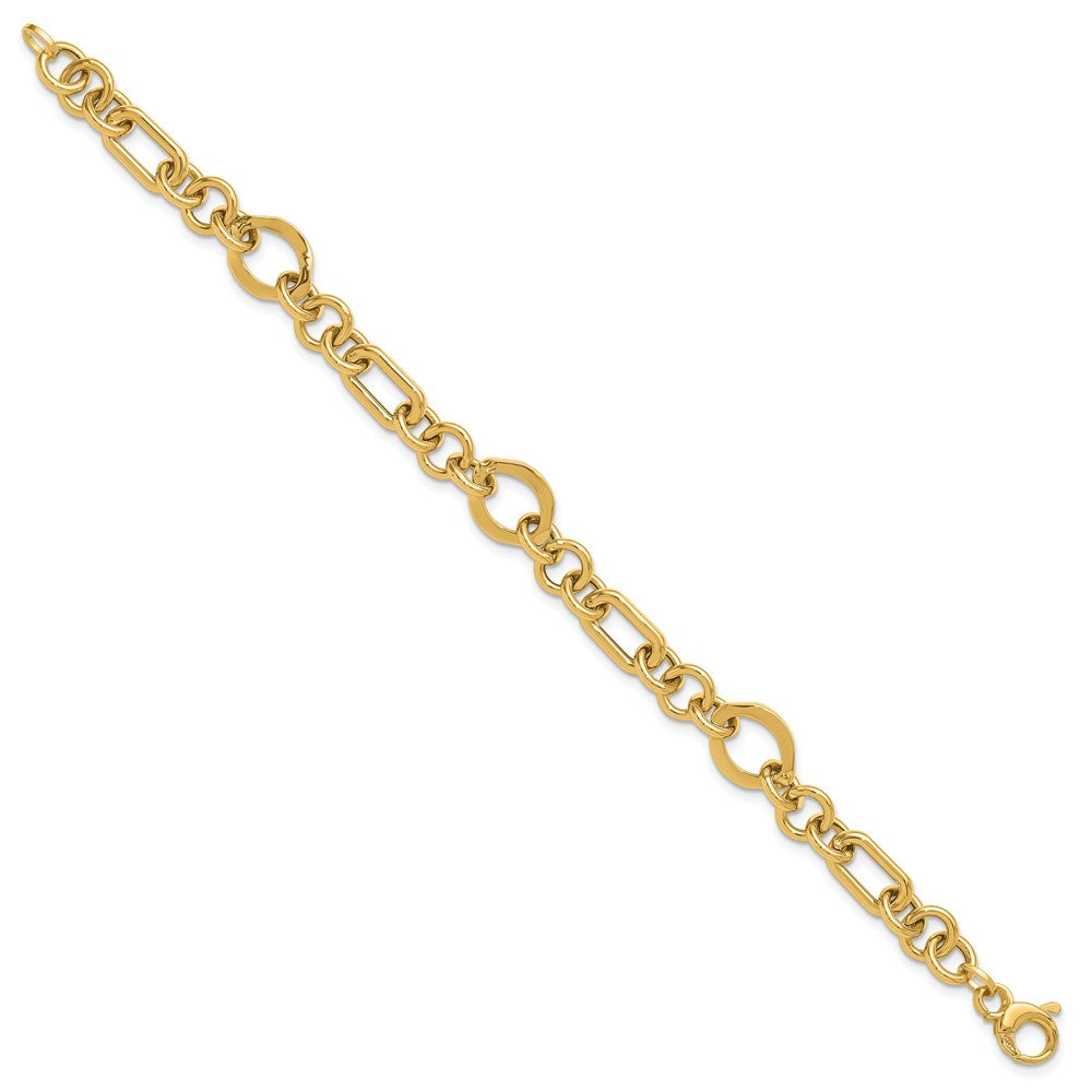 14K Gelbgold Poliert Fantasieglieder Armband